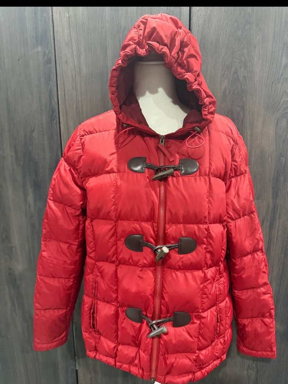 L.L Bean quilted puffer down red jacket